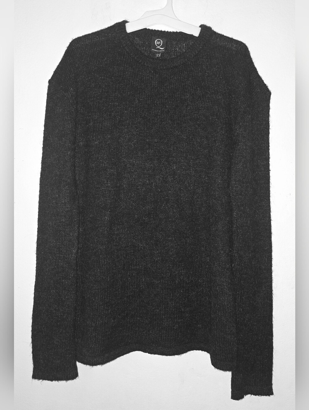 Alexander McQueen Men's Mohair Blend Charcoal Black Sweater, XL,Fitted Sleeves